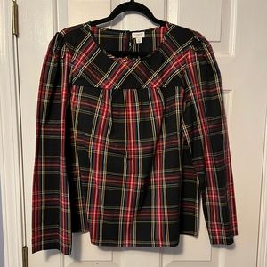 NWT J.Crew Tarten Puff-Sleeve top in Stretch Poplin
